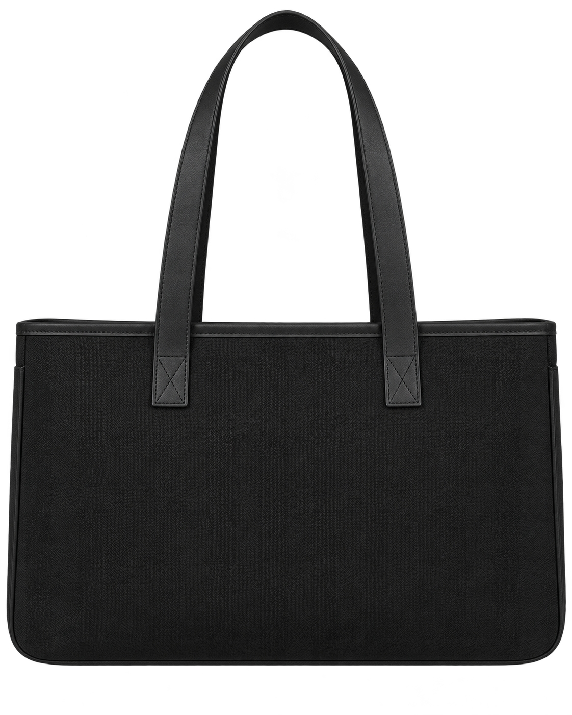 Beachy Black Canvas Tote Bag with Genuine Leather Handles Made in USA