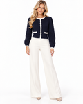 Alice + Olivia Navy Blue Contrast Trim Cardigan Sweater
