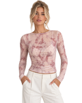 Alice + Olivia Semi-Sheer Ruched Blouse – Blush Tie-Dye