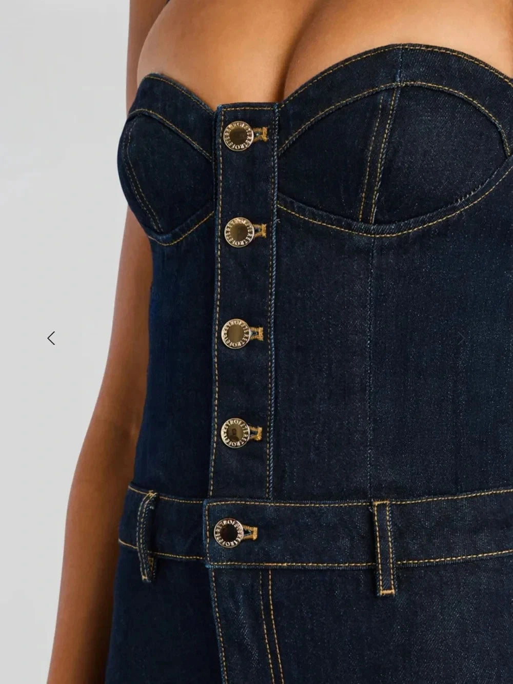Retrofête Rhodes Denim Halter Jumpsuit Size M NWT Dark Indigo Corset Flare