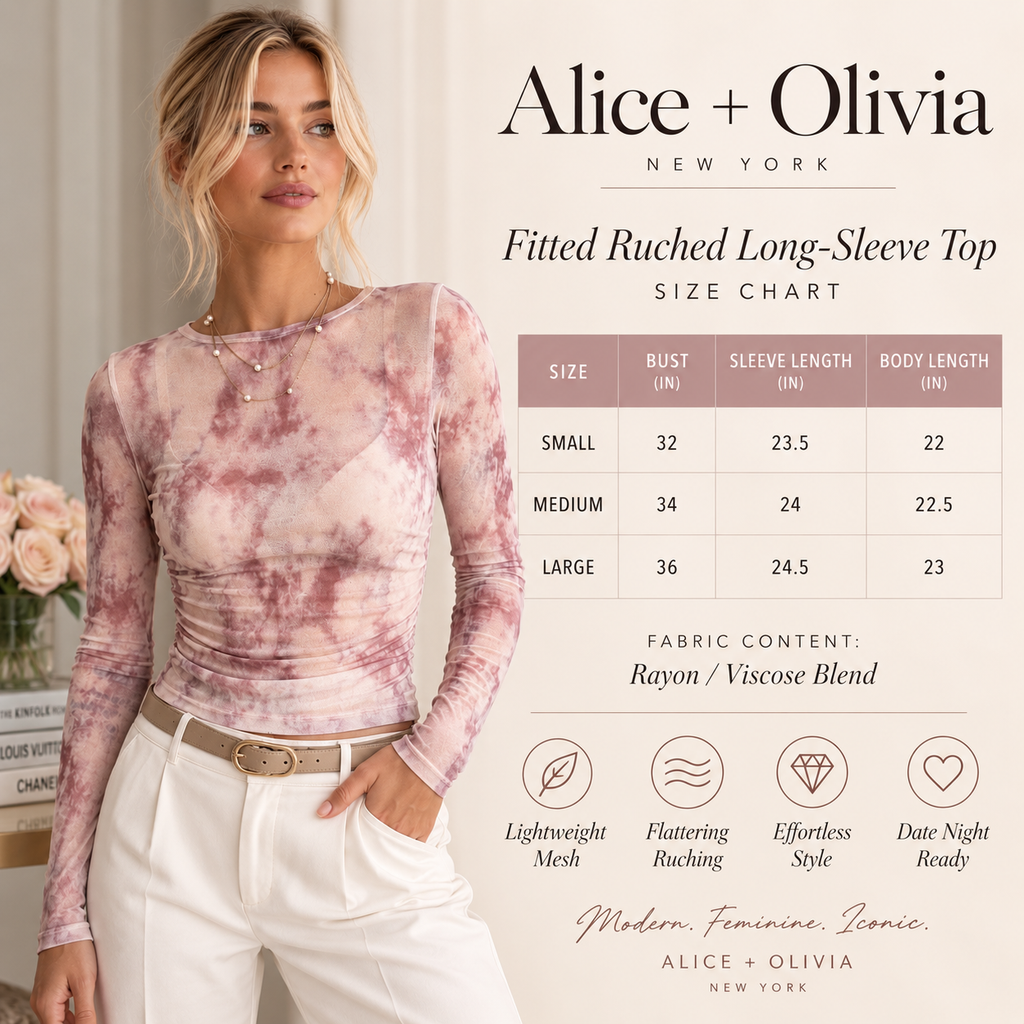 Alice + Olivia Semi-Sheer Ruched Blouse – Blush Tie-Dye