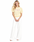 Alice + Olivia Butter Yellow Floral Embroidered Crochet Knit Sweater Top